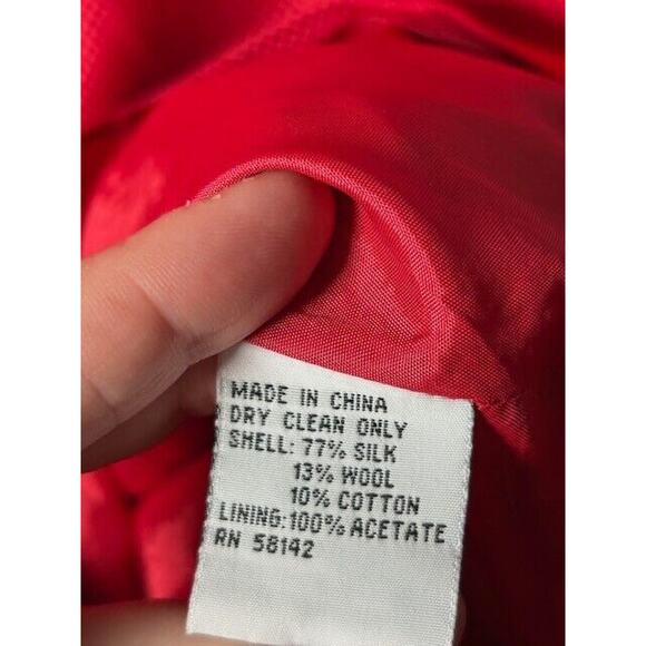 Talbots Two Piece Sheath Dress Suit Blazer Jacket Silk Wool Blend Coral Size 2P - Picture 13 of 13